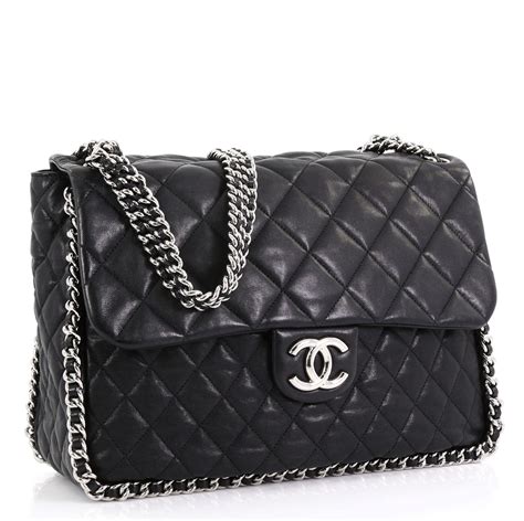 chanel chain around bag black|Chanel black quilted flap bag.